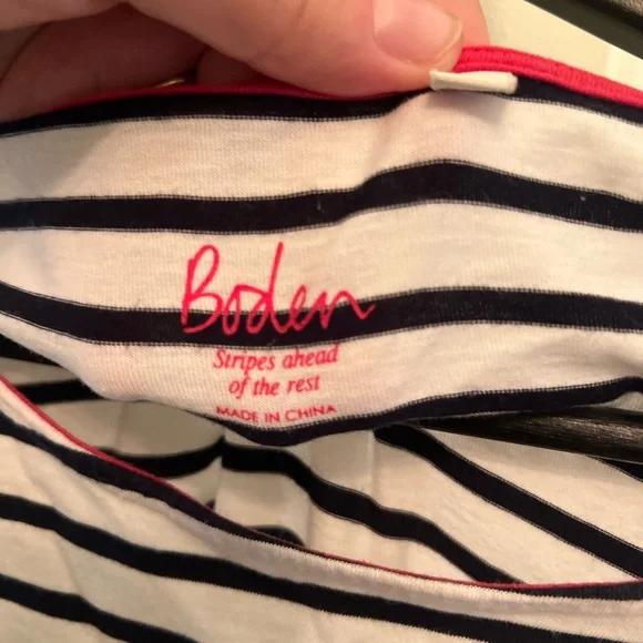Boden woman top long sleeves stripes embroidered flowers size 2 - Picture 3 of 7